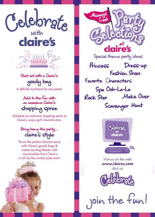 claires birthday parties